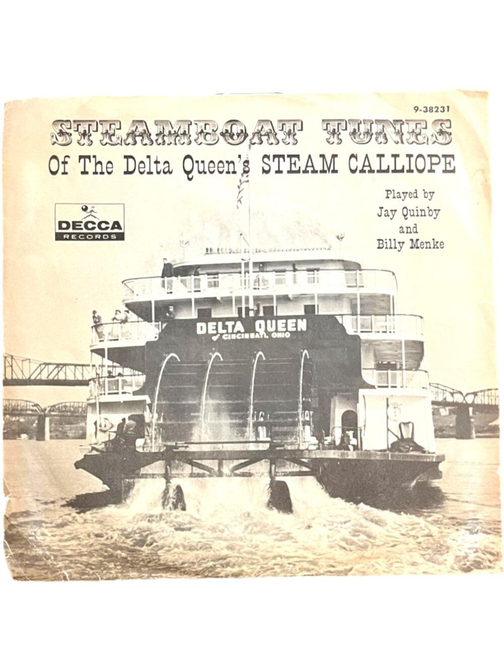 Steamboat Tunes Delta Queen Steam Calliope Decca 9-38231 7" Record